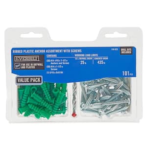 #14-16 x 1-1/2 in. Ribbed Plastic Anchor Pack with #14 x 1-1/2 in. Screws (101-Piece)