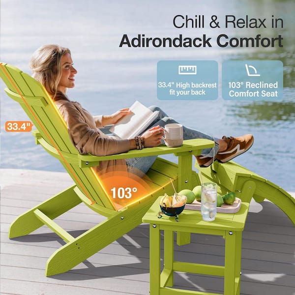 Classic Kelly Green Plastic Outdoor Patio Adirondack Chair (Set of 2)