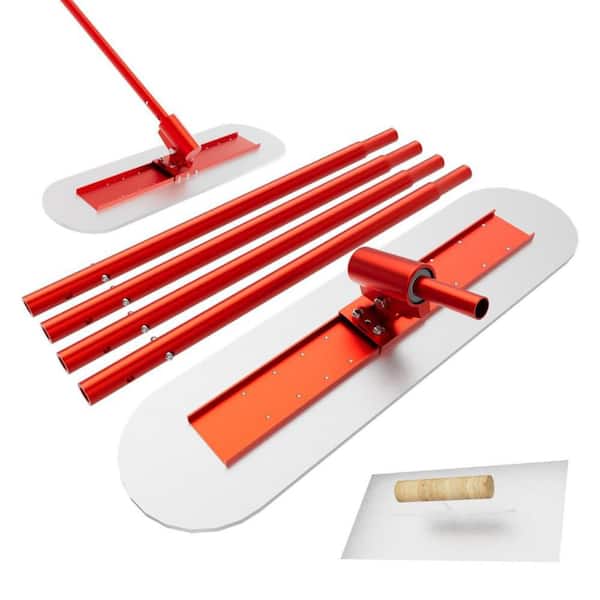 48 in. x 12 in. Red Magnesium Aluminum Alloy Concrete Float Kit with 4 Combinable Handles, Carrying Toolbox and Trowel