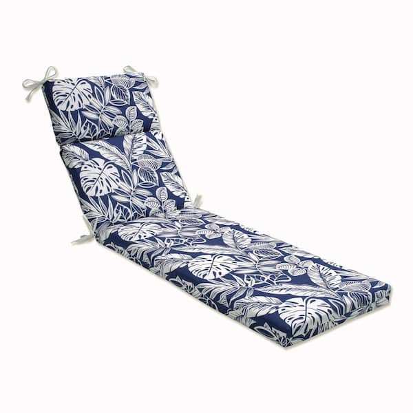 Pillow Perfect Floral 21 x 28.5 Outdoor Chaise Lounge Cushion in Blue/White Delray