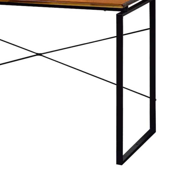 Benjara 45 Inch Wood Computer Desk, 2 Shelves, 1 Drawer, Rustic Brown and  Black - BM229592
