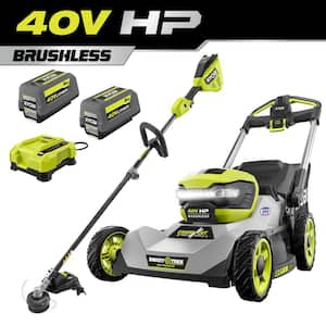 40-Volt HP Brushless 21 in. Cordless Walk Behind Multi-Blade Self-Propelled Mower & Trimmer - 2 Batteries and 2 Chargers