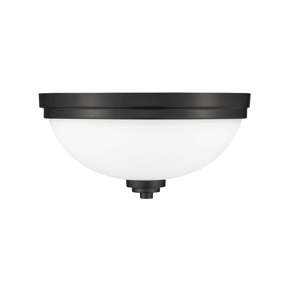 Matte Black and Opal Glass 15" Flush Mount Ceiling Light