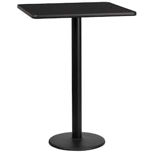 24 in. Square Black Laminate Table Top with 18 in. Round Bar Height Table Base