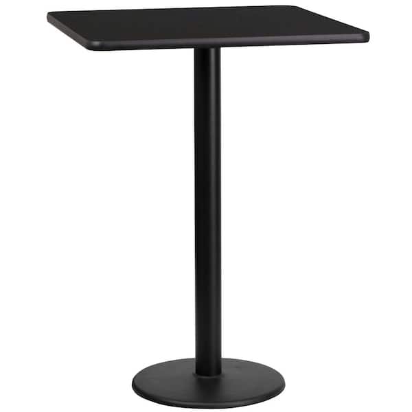 Flash Furniture 24 in. Square Black Laminate Table Top with 18 in. Round Bar Height Table Base