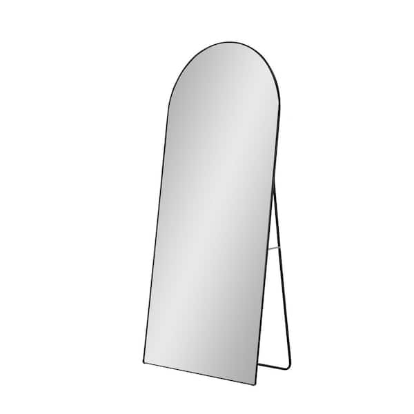 Unbranded 31.4 in. W x 71 in. H Arched Black Metal Full Length Floor Mirror
