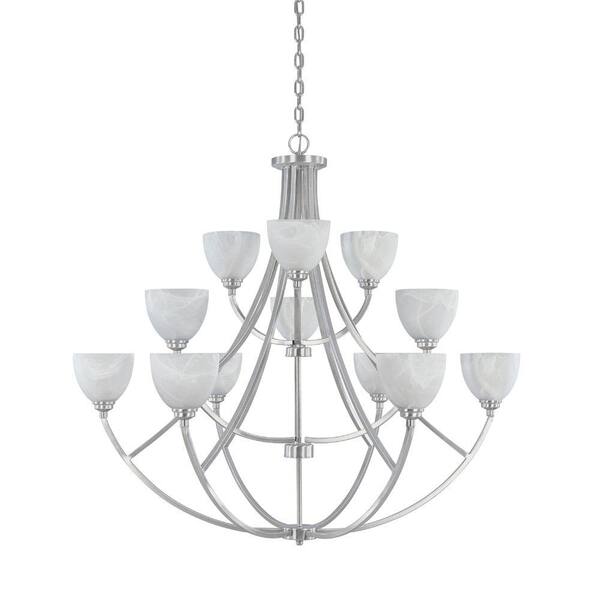 Designers Fountain Manhattan 12-Light Satin Platinum Hanging Chandelier