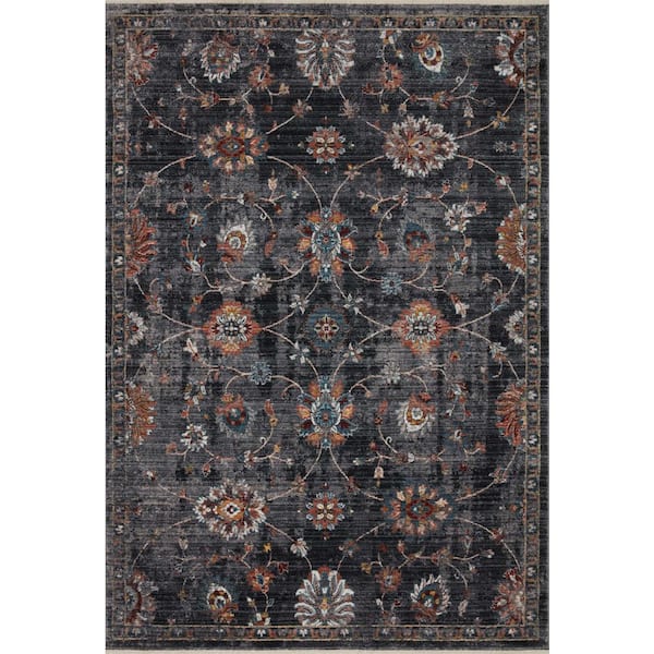 Loloi Samra Charcoal/Multi 2 ft. 7 in. x 10 ft. Distressed Oriental Transitional Runner Rug