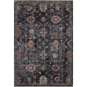 Samra Charcoal/Multi 2 ft. 7 in. x 8 ft. Distressed Oriental Transitional Runner Rug