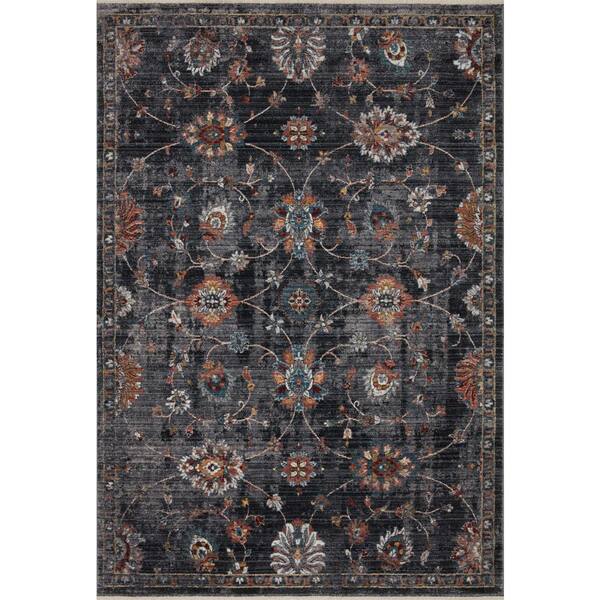 LOLOI II Samra Charcoal/Multi 2 ft. 7 in. x 8 ft. Distressed Oriental Transitional Runner Rug
