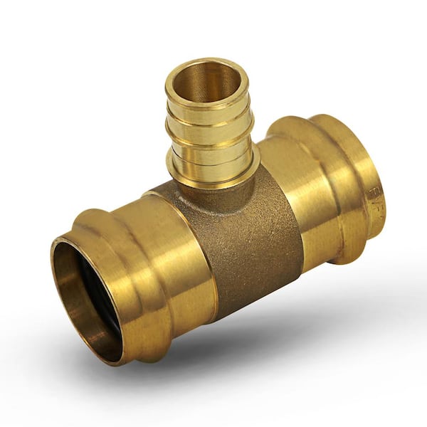 PLUMBFLEX 1/2 in. Pex A x 1 in. Press Lead Free Brass Tee Pipe Fitting
