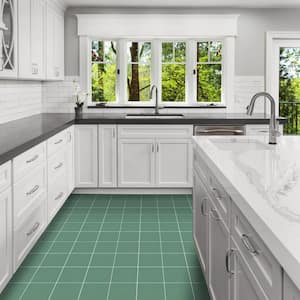 Solid Square Frosted Teal / Matte 8 in. x 8 in. Cement Handmade Floor and Wall Tile (Box of 8 / 3.45 sq. ft.)