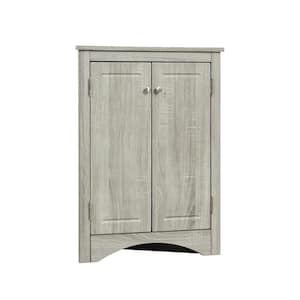 17 in. W x 17 in. D x 32 in. H Oak Gray Wood Linen Cabinet With Adjustable Shelves