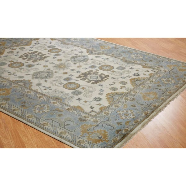 Umbria 8 ft. x 11 ft. Chambray/Sky Abstract Washable Area Rug