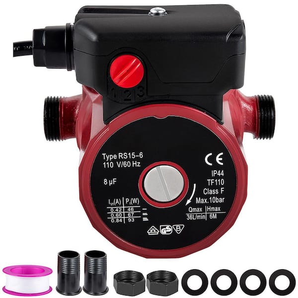 SKYSHALO Recirculating Pump 93W 110V Water Circulator Circulating Pump NPT 3/4in. Fittings 3-Speed Control Recirculation 9.5 GPM