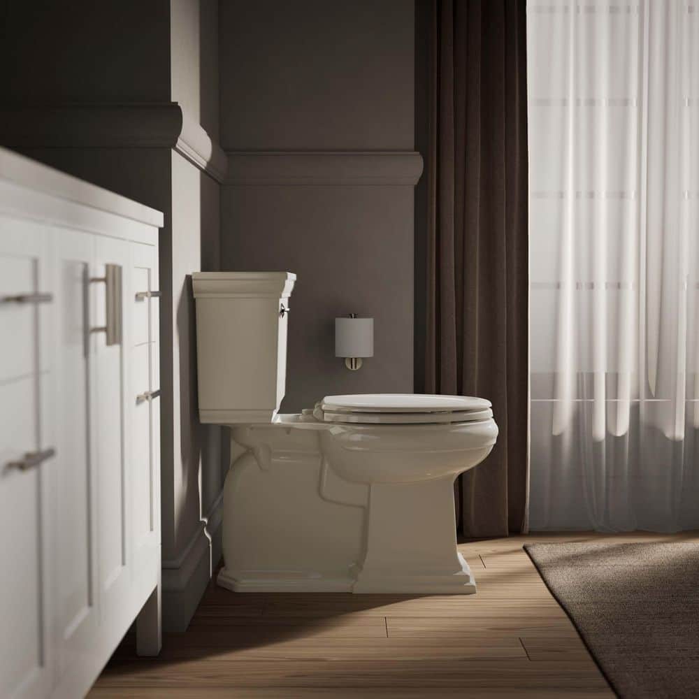 Biscuit Elongated Quiet-Close Wood Toilet Seat