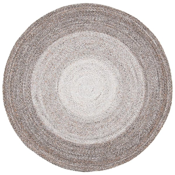 Braided Brown/Beige 10 ft. x 10 ft. Round Solid Area Rug