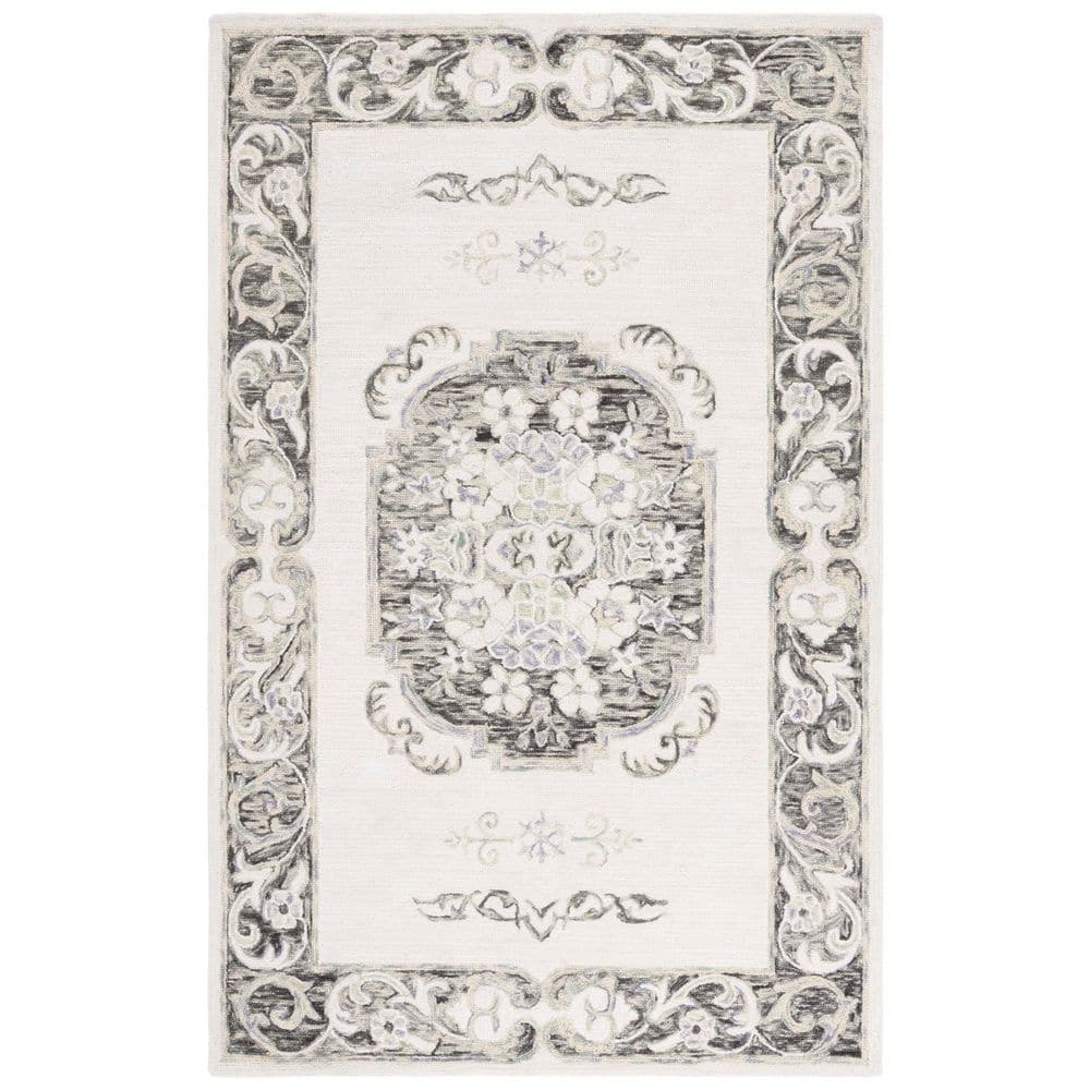 Aspen 4 ft. x 6 ft. Ivory/Black Medallion Floral Area Rug price history on PriceWatchPro