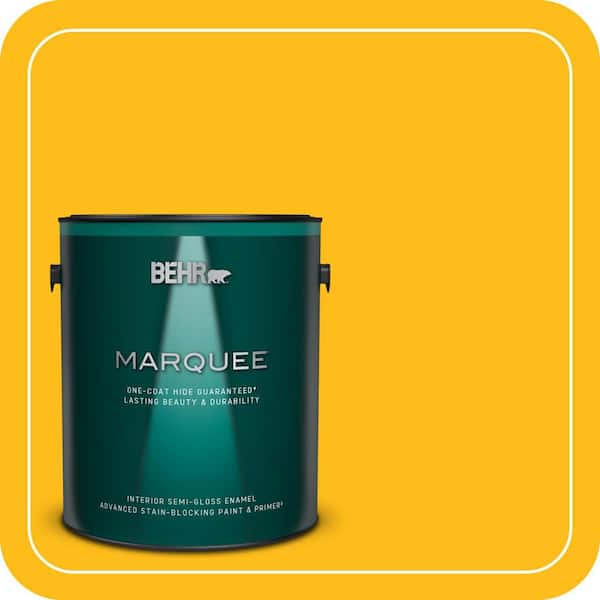 BEHR MARQUEE 1 gal. #P290-7 Laser Lemon Semi-Gloss Enamel Interior Paint & Primer