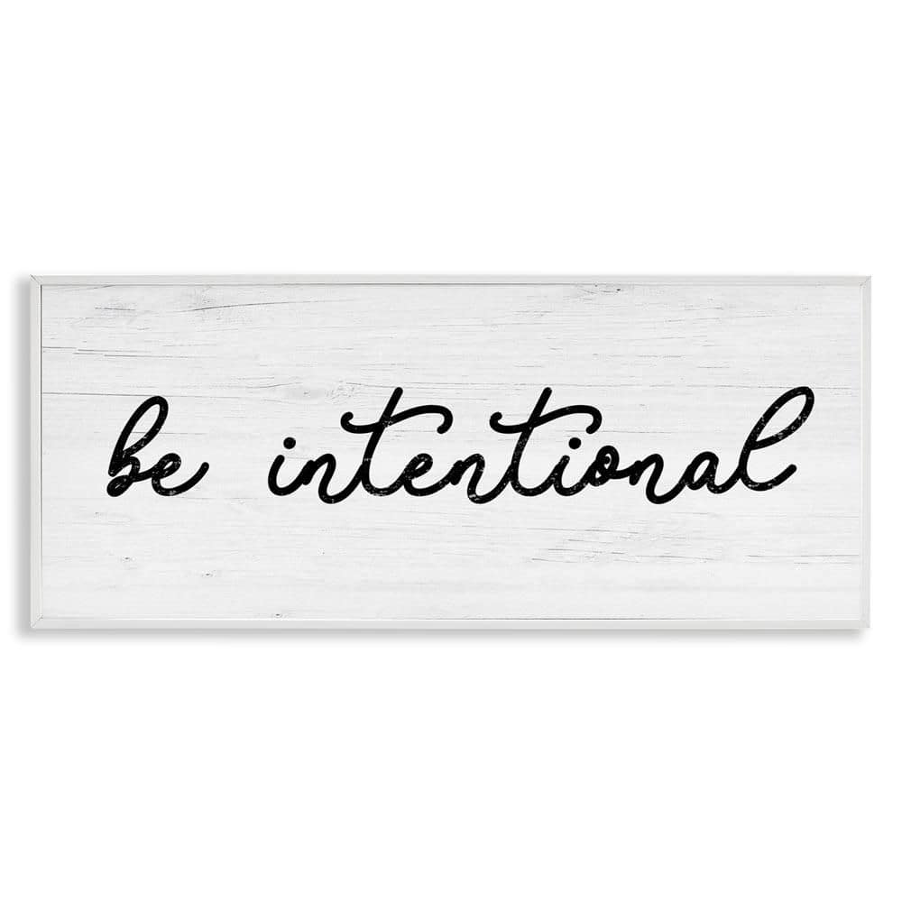 Be Intentional Inspirational Phrase by Lil' Rue White Framed Giclee Art Print Typography 24 in. x 10 in. price history on PriceWatchPro