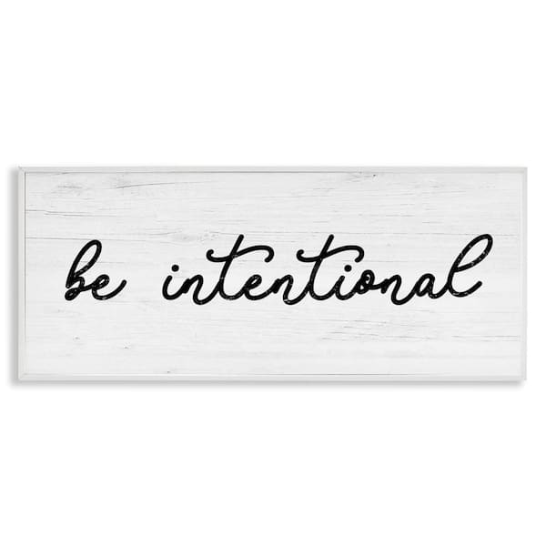 Be Intentional Inspirational Phrase by Lil' Rue White Framed Giclee Art Print Typography 24 in. x 10 in.