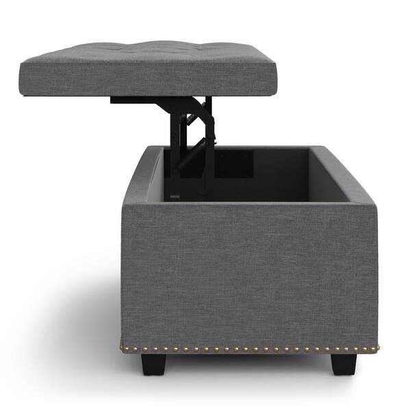 Simpli Home Avalon Modern Slate Grey Storage Ottoman in the Ottomans & Poufs  department at