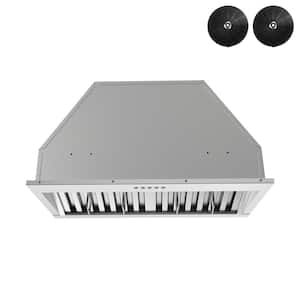 28 in. 350 CFM Belsito Convertible Insert Range Hood in Brushed Steel, Baffle Filters, Button Control, LED Light