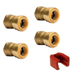 3/4 in. Brass Push-to-Connect x FIP Adapter Fitting with SlipClip Release Tool (4-Pack)