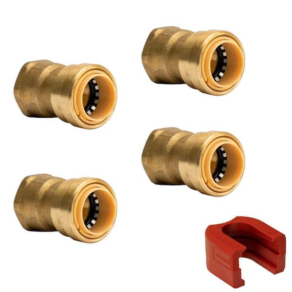 QUICKFITTING 3/4 in. Brass Push-to-Connect x FNPT (Female Thread) Adapter Fitting with SlipClip Release Tool (4-Pack)