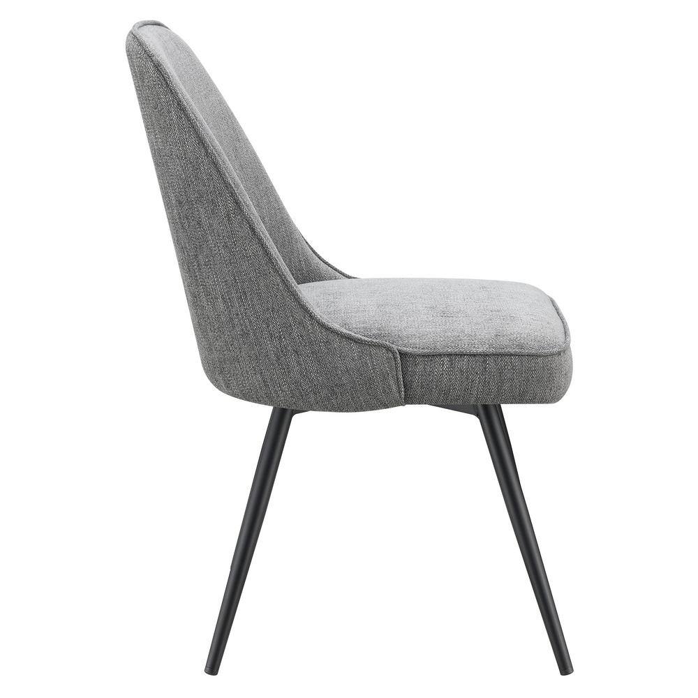 Charcoal Herringbone Fabric Swivel Chair with Metal Legs