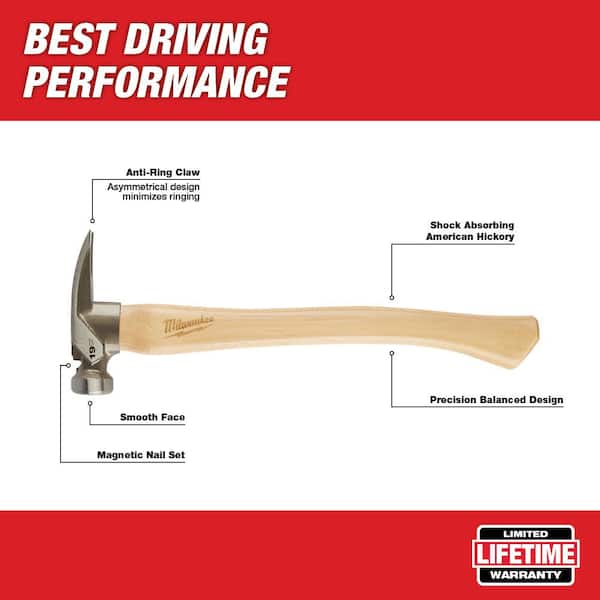 19 oz. Smooth Face Hickory Hammer with Hammer Loop