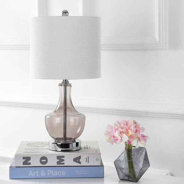 JONATHAN Y Colette 20 in. Smoked Gray Mini Glass Table Lamp JYL1029D ...