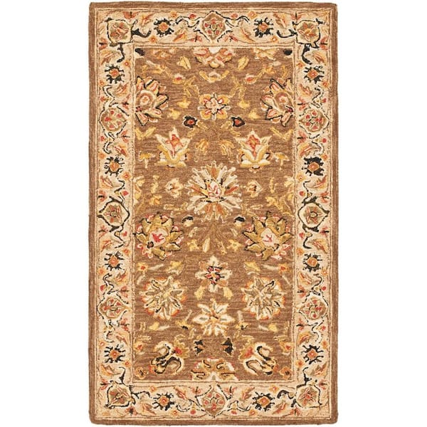 SAFAVIEH Chelsea Brown/Ivory Doormat 3 ft. x 5 ft. Floral Antique Border Area Rug