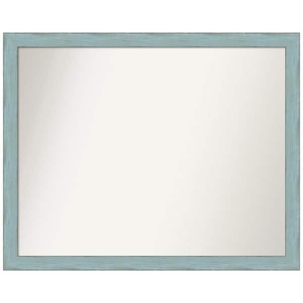 Amanti Art Sky Blue Rustic 30.25 in. W x 24.25 in. H Rectangle Non-Beveled Wood Framed Wall Mirror in Blue