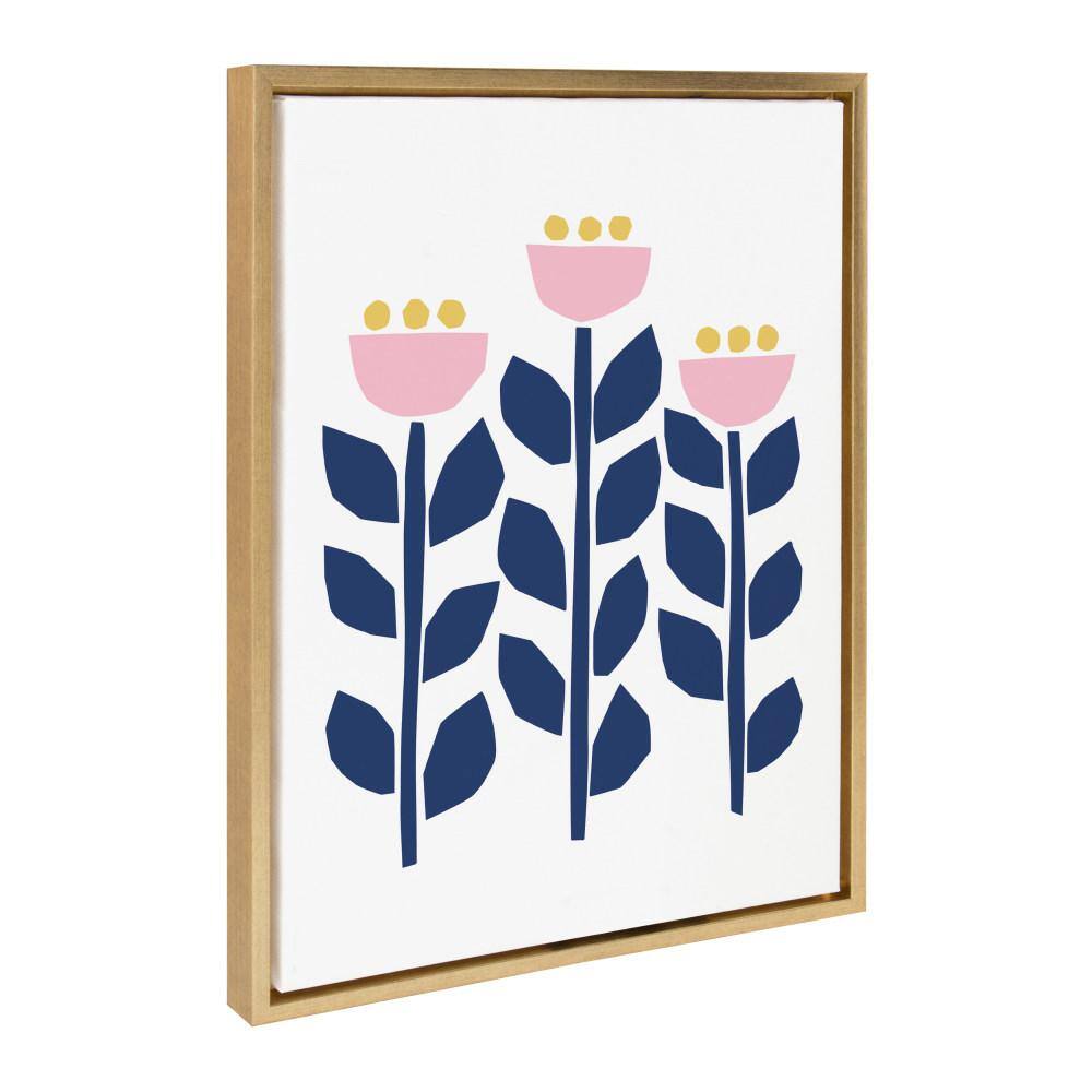 Gold Framed Abstract Scandinavian Flower Canvas Wall Art