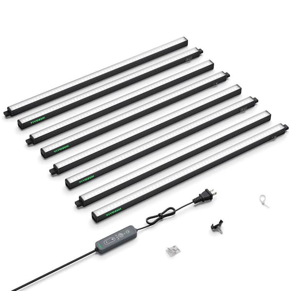 2 ft. 120W Full Spectrum T5 LED Grow Light Strip with Timer, Dimming Controller, Warm White (8-Pack)