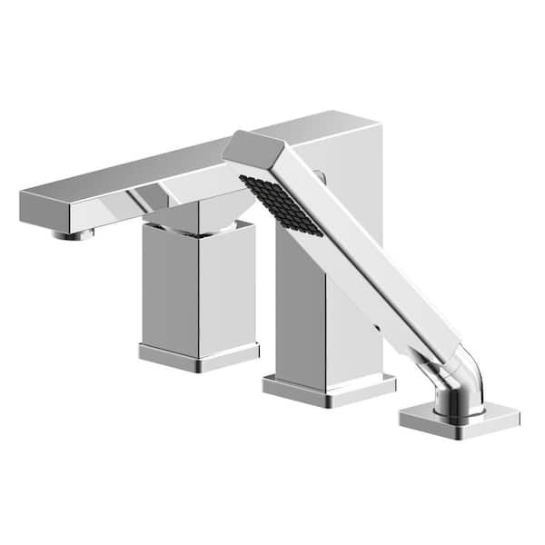 Fontaine by Italia Hotel de Ville 3- Hole Single Handle Roman Tub Faucet With Hand Shower in Chrome