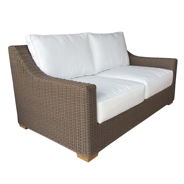 Padma's Plantation Outdoor Nautilus 64.25 in. Kubu Grey Solid Rattan 2-Seater Loveseats