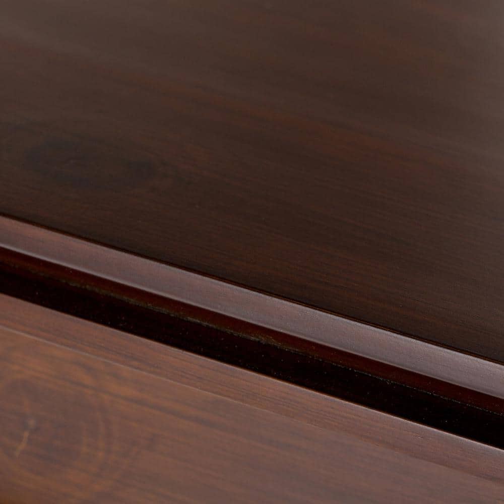 Russet Brown Solid Wood Low Storage Cabinet with Glass Doors