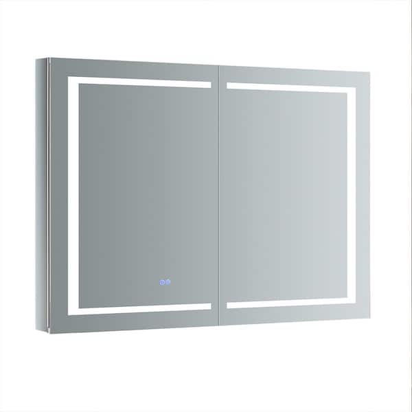 Fresca Spazio 48 in. W x 36 in. H Recessed or Surface Mount Medicine Cabinet with LED Lighting and Mirror Defogger