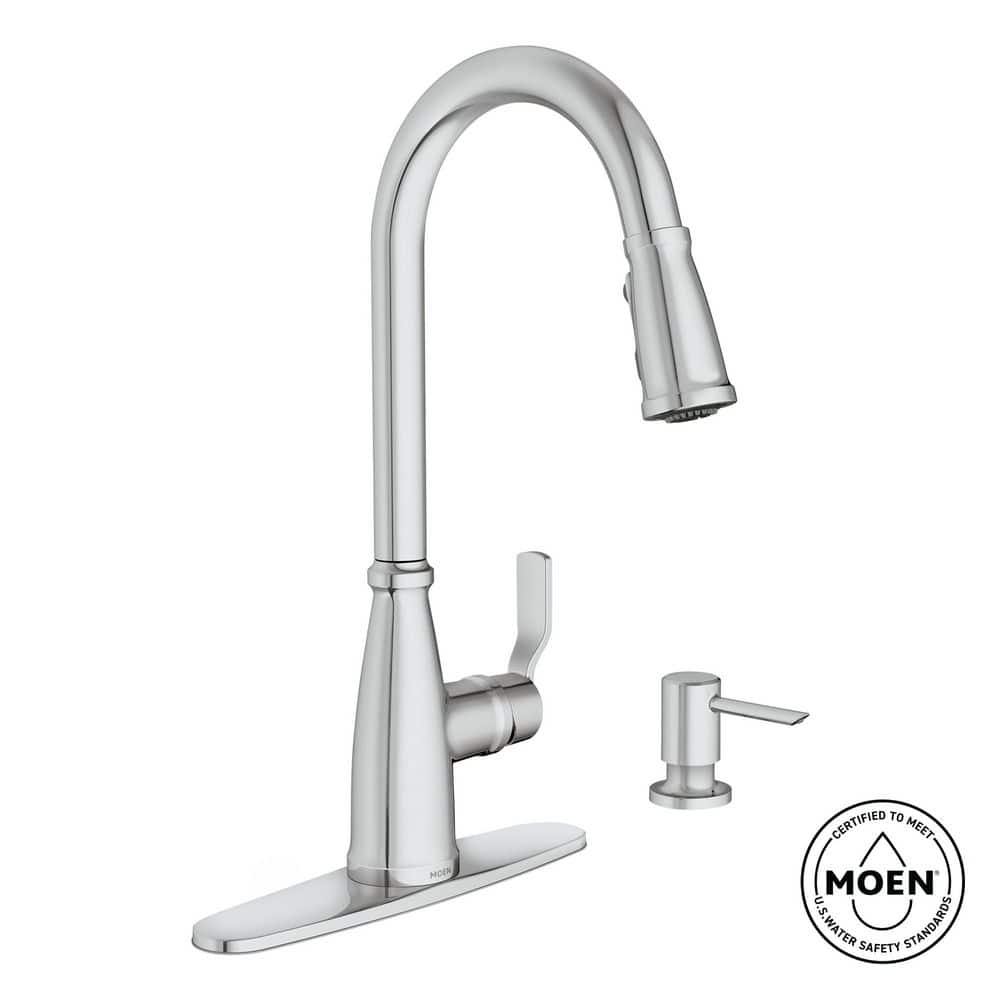Nolia Chrome 16.57 in. H Pull Down Sprayer Kitchen Faucet with 360° Spout Swivel and Reflex Power Boost price history on PriceWatchPro