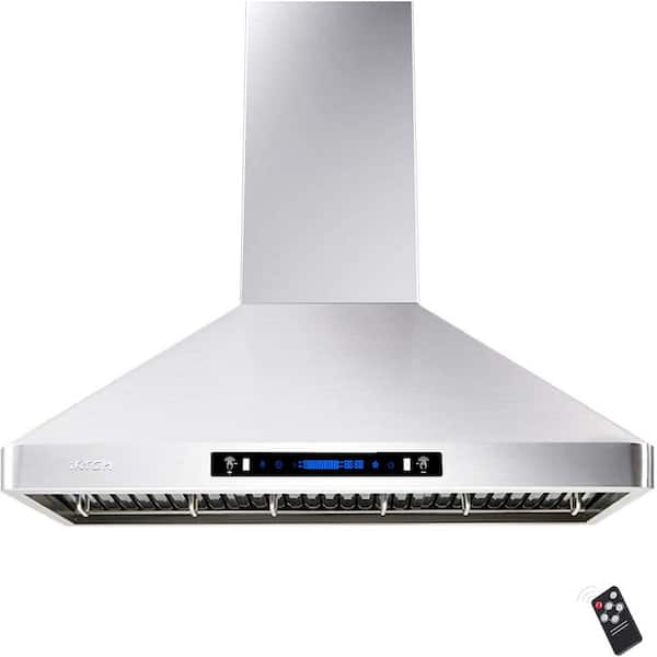 iKTCH 30 in. 900 CFM Ducted Wall Mount with LED Light Range Hood in Stainless Steel