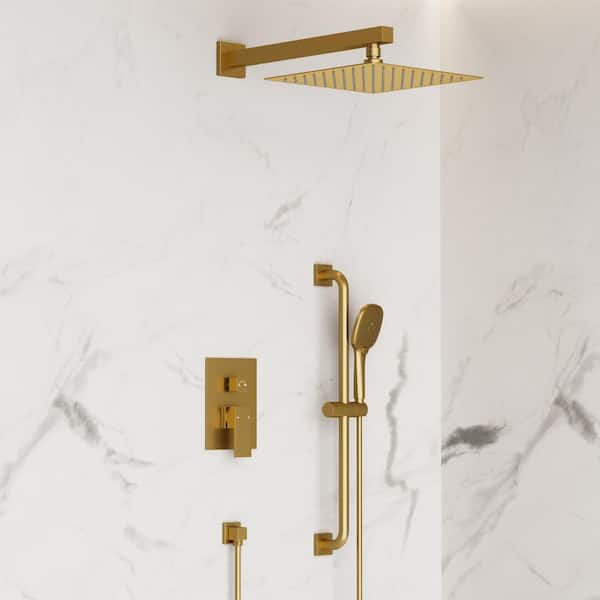 YAWWALK 2-Spray Wall-Mounted Rain Shower System with 10 in. Shower