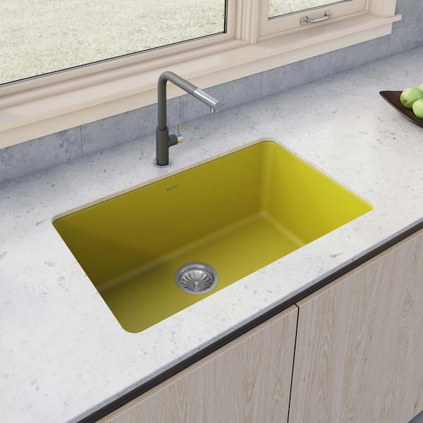 Fiamma 30 in. Undermount Single Bowl Fireclay Kitchen Sink in Yellow