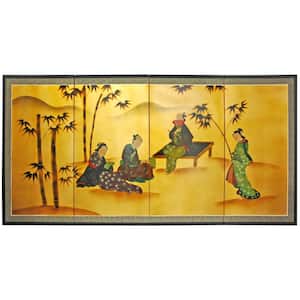 72 in. x 36 in. "Men & Bamboo on Gold Leaf" Wall Art