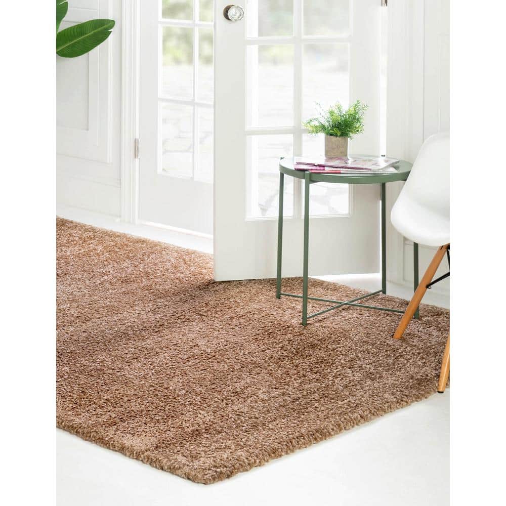Cozy Haven Easy-Care 5' x 7' Light Brown Shag Rug