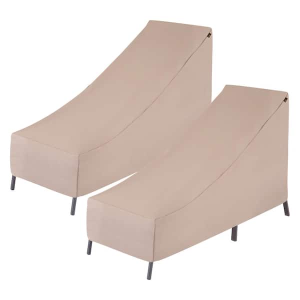 MODERN LEISURE 65 in. L x 28 in. W x 29 in. H, Beige Chalet Patio Chaise Lounge Cover (2-Pack)