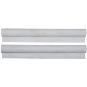 Greecian White Rail Molding 12 in. x 2 in. Polished Marble Wall Tile (10 sq. ft./Case)
