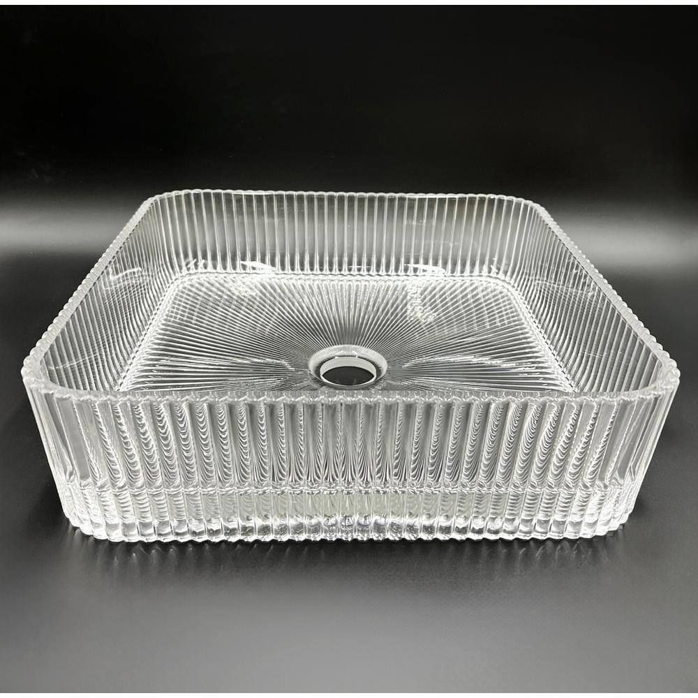 Clear Glass Vessel Sinks with 60" White Base
