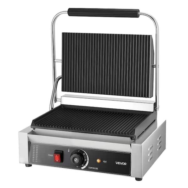 Commercial Panini Grill, 1,800-Watt Small Electric Product Type. Sandwich Maker, Stainless Steel Sandwich Press, Silver